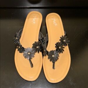 Elegant Black Floral Sandals